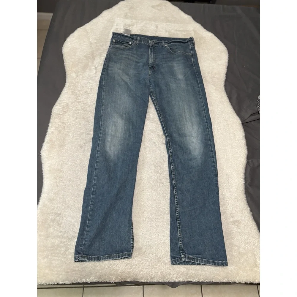 Levi's 505 Mens Blue Straight Denim‎ Jeans Size 36x34 Pants Faded